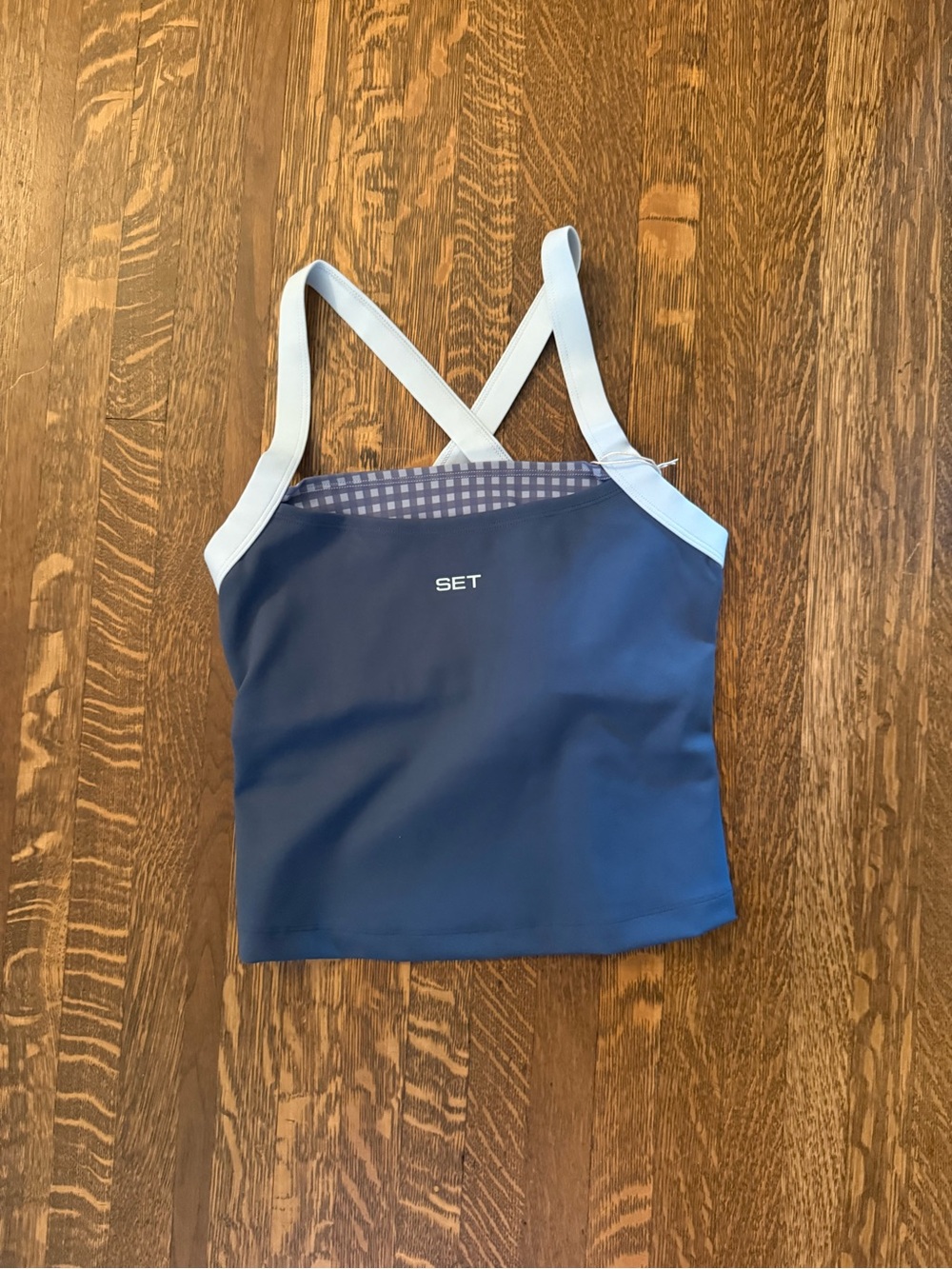 SET Active Lux Gingham Studio Tank in Hammock